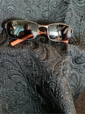 Slim Black Sunglasses with Orange Temples